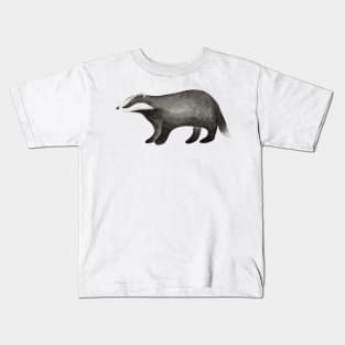 Handpainted watercolor sneaky funny forest baby badger Kids T-Shirt